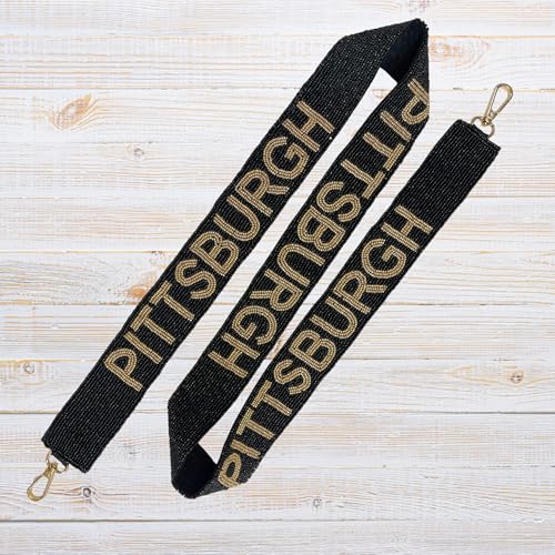 Lashicorn Pittsburgh Black Beaded Purse Strap Yellow Letters 49” Pro Football Stadium Approved Clear Bag Gold Hardware Sports College East Pennsylvania3