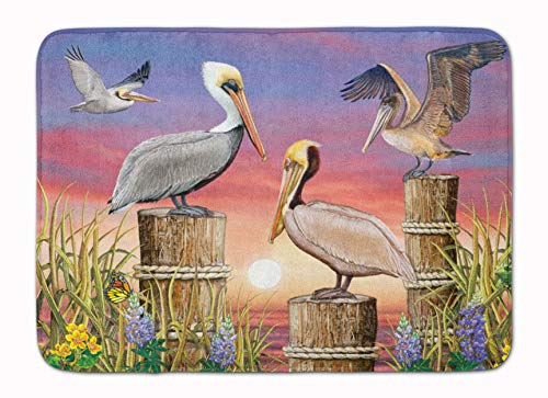 Caroline's Treasures PRS4041RUG Pelicans Machine Washable Memory Foam Mat, Bathroom Rug, Non-Slip Bath Mat, Durable Thick Washable Rugs for Kitchen, Bathroom Quick Dry, Decorative Artwork,