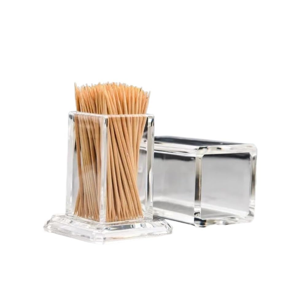 TIANSHENGQI Toothpick Storage Box Transparent Container Portable Rectangular Thickened Case(Transparent)