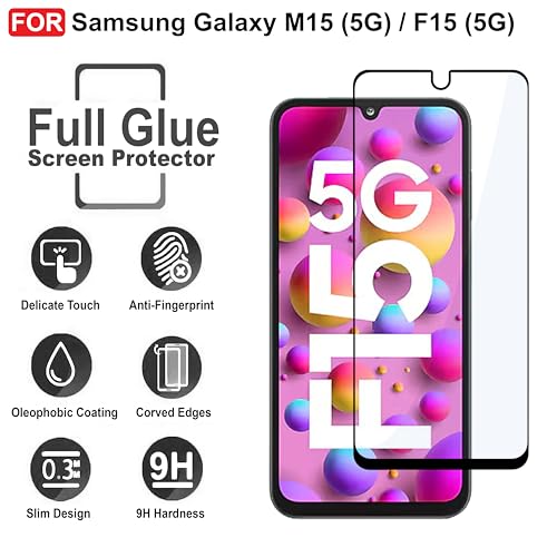 Image of CEDO Tempered Glass for Samsung Galaxy M15 (5G) / F15 (5G) | Screen Protector Full HD Quality Tempered Glass Anti-Scratch Edge to Edge Coverage with Easy Installation Kit (Black)