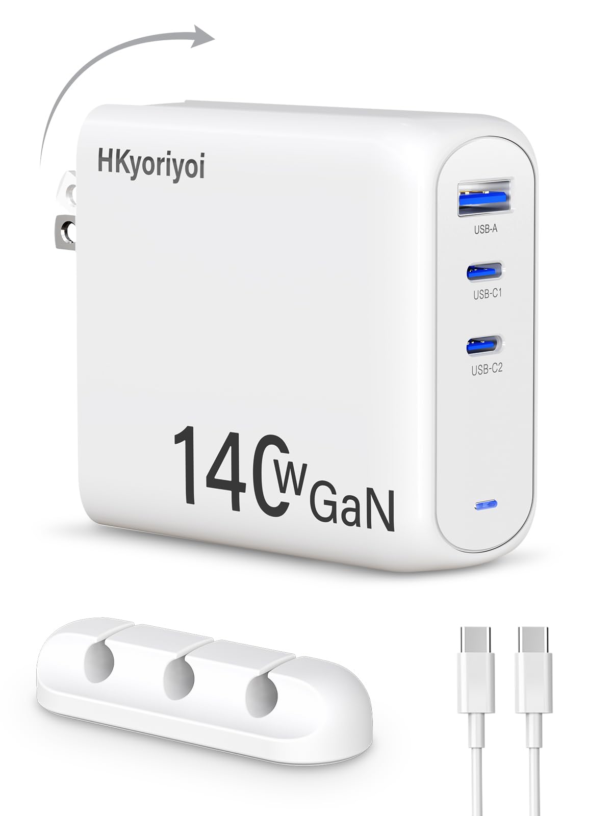 140W USB C Charger, PD3.1 GaN 3-Port Fast Laptop Charger Block 140W Fast Charging Power Adapter for MacBook Pro 16'', Dell XPS, iPad Pro, Galaxy, iPhone 16/15 Pro, Chromebook, Power Bank