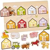 Jeu de Devinettes - Des animaux mignons et colorés sont cachés sous chaque pièce du puzzle représentant une porte de grange. Les enfants peuvent deviner où se trouve le chat ou le chien, puis soulever la porte de la grange pour trouver l'animal.