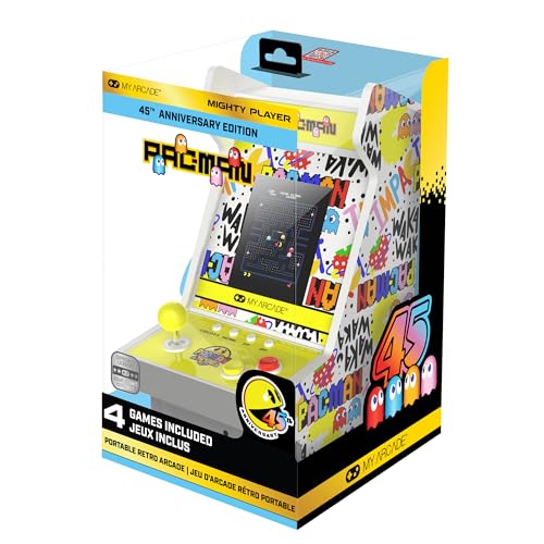Image of My Arcade Pac-Man Mighty Player: Retro Gaming, 11 inch Countertop Arcade, Illuminated Marquee, 4 Games in 1, Rechargeable Battery