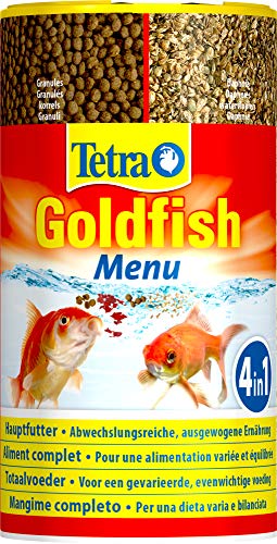 Tetra Goldfish Menu – mieszanka karmy dla ryb 4 w 1 z Crisps, płatkami, granulatem i rozwielitkami, do wszystkich złotych rybek i innych ryb zimnowodnych, puszka 250 ml