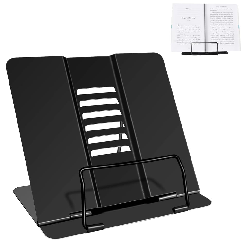 Recipe Book Stand, Recipe Book Holder Stand, Typing Stand Holder Portable Desktop Music Stands for Sheet Music for Recipes Textbooks Tablet Music Books 20 X 19 cm Black