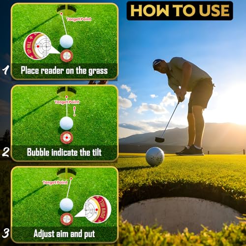 GOLD'N GOLF Leitor verde Pro Golf, acessórios de golfe para homens e mulheres, marcador de bola de