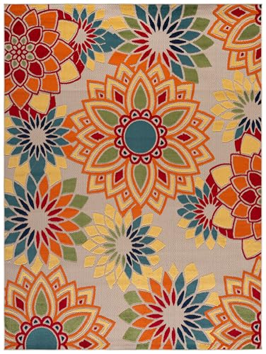 Tapete rectangular SAFAVIEH 6'7" x 9' Ivory y naranja miniatura 3