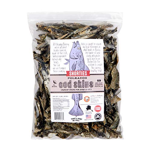 Polkadog Crunchy Cod Skins Shorties Dog Sticks - Cod Skins Treats for Dogs - All-Natural Pet, Dog Treats - Savory, Healthy Fish-Skin Puppy Treat - Alaskan Treats for Pets - 2 Lb.