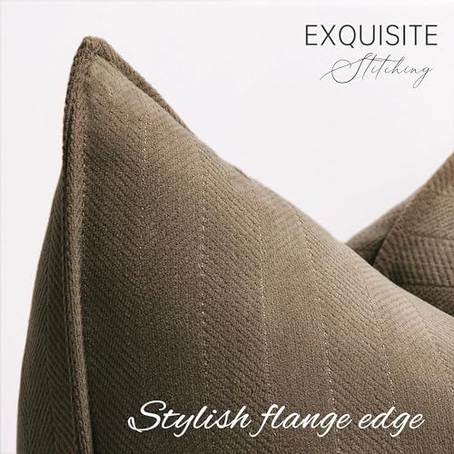 ZWJD Brown Pillow Covers 26x26 Set of 2 Chenille Throw Pillow Covers with Elegant Design Soft and Luxurious Decorative Throw Pillows for Couch, Bed, and Home Decor