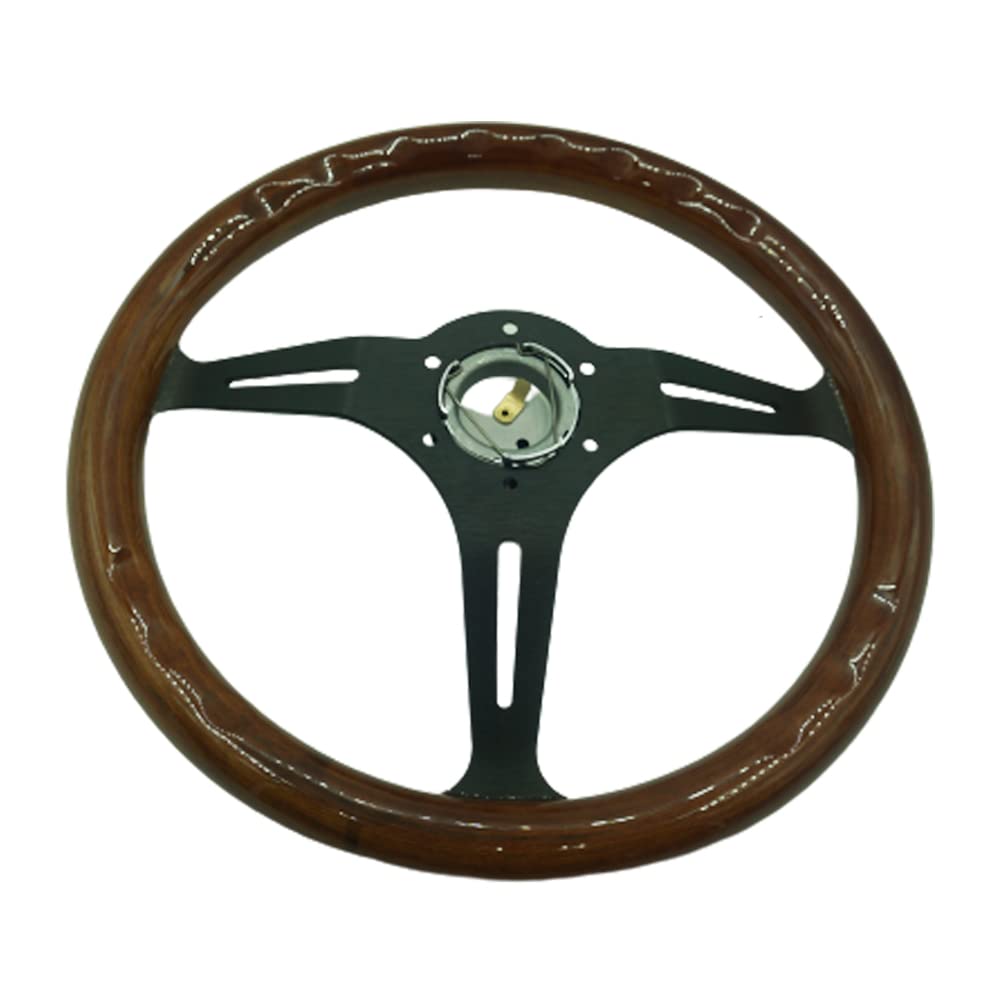 Sportlenkrad 350mm klassisches hölzernes holzkornlenkrad mit schwarzen speichen speiche auto racing lenkrad hupensatz