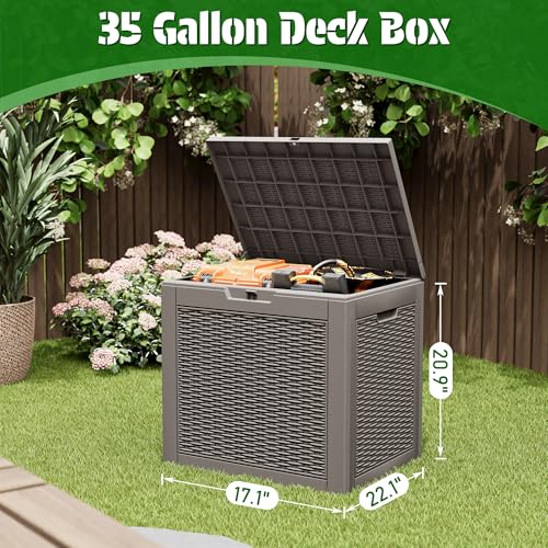 NUNU LAB 35 Gallon Outdoor Storage Box Waterproof,Indoor Outside Deck Boxes,Storage Bench Lockable Lid,Backyard Storage Bin For Package Delivery,Garden Tools,Pool Accessories,Patio Cushions - Image 3
