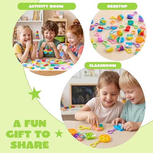 Image of JOYIN 30 Pcs Mix Pop Fidget Keychain, 30 Pack Pop Fidget Toys Bulk Party Favors for Kids, Halloween Goodie Bags Stuffers Back to Student Gifts Classroom Prizes Birthday Sensory Toys