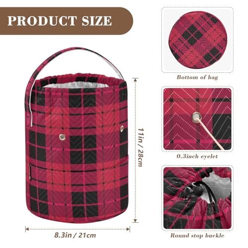 Image of Tatenale Crochet Bag Yarn Bag Knitting Project Bag with Pockets and Handle Portable Yarn Storage Organizer Tangle Free 8.3x11 InchCheckered Red14