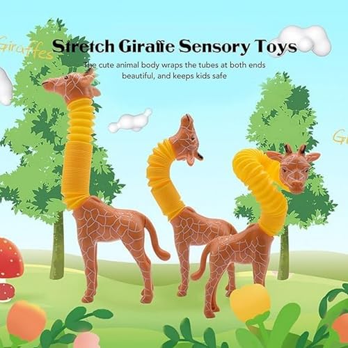 Image of LED Telescopic Suction Cup Giraffe Toy, Pop Tubes Fidget Toys, Shape Changing Telescopic Sensory Tubes Fidget Tubes Sensory Toys Suction Toy, Funny Gift (Pack of 1)