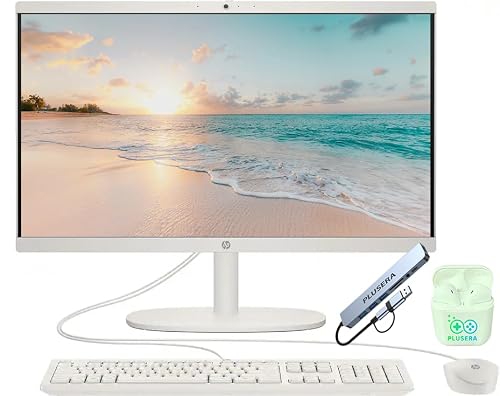 HP 21.5' FHD All-in-One Desktop Computer, 8GB RAM 384GB Storage (128GB SSD + 256GB Docking Station Set), Quad-Cores Inte