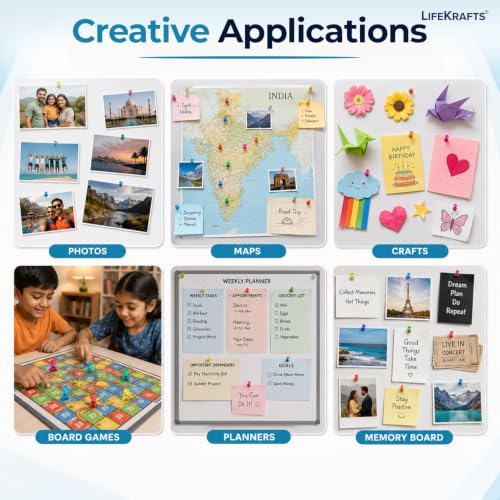 Image of LifeKrafts Magnetic Push Pins | Pack of 70 | Magnetic Thumb Tacks, Fridge Magnets for Whiteboard, Fridge, Metal Surface | No-Scratch, Strong Hold for Notes, Photos, Reminders | Office, School, Home