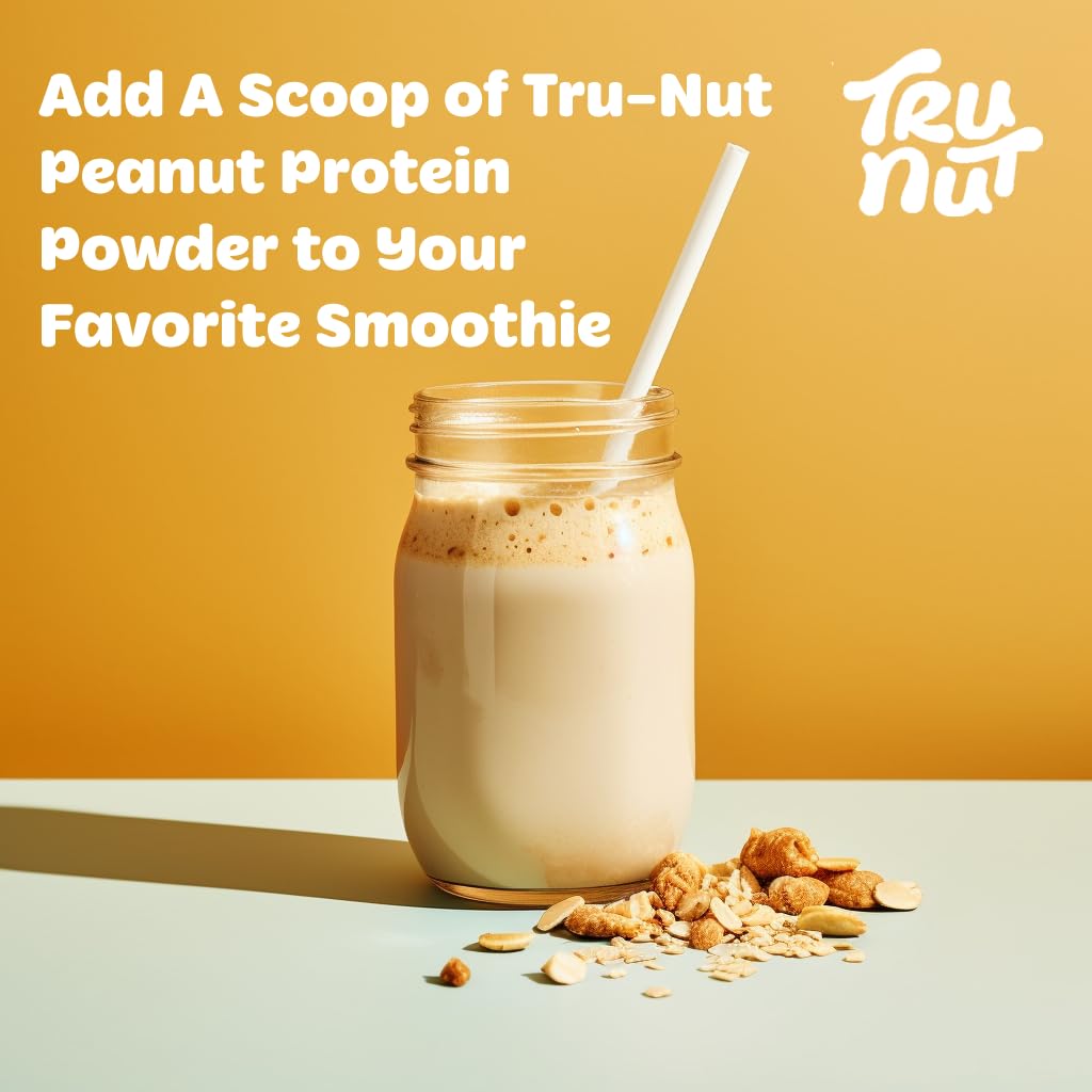 Tru-Nut Poudre de Protéines de Cacahuete, 454 g - 61% de protéines végétaliennes - sans édulcorants - idéal pour les smoothies et les shakes protéinés - sans gluten