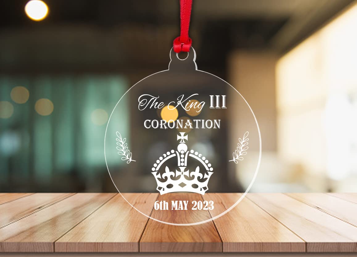Handmade By Stukk Purple,Red,White King Charles Iii Coronation Bauble Souvenir Commemorative Ornament Decoration