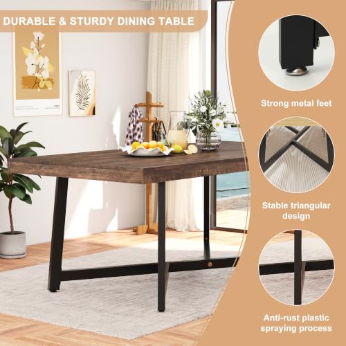 Image of 71 inch Farmhouse Dining Table for 4-8 People,Industrial Kitchen Table,Brown