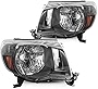 Torchbeam Headlight Assembly for 2005 2006 2007 2008 2009 2010 2011 Tacoma Headlights Black Housing Amber Reflector Clear Lens Passenger and Driver Side