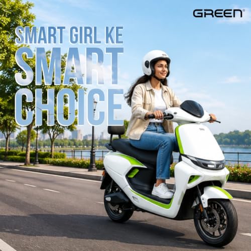 Image of Green Nine Low Speed Electric Scooter Non RTO with Portable Charger (80 KM - White) (80 KM)