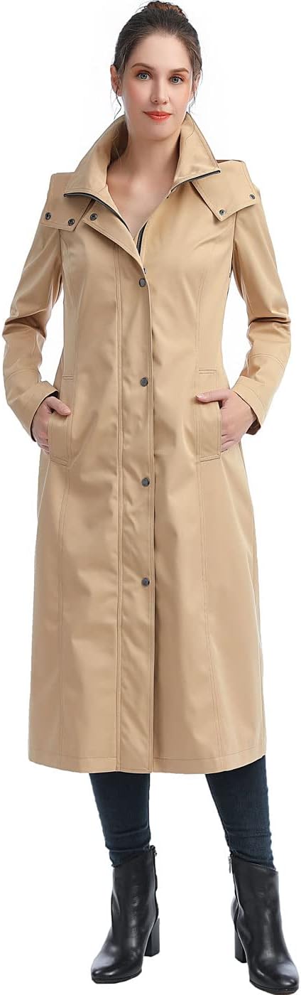 BGSD Women Kathy Waterproof Hooded Long Rain Coat - Regular & Plus Size