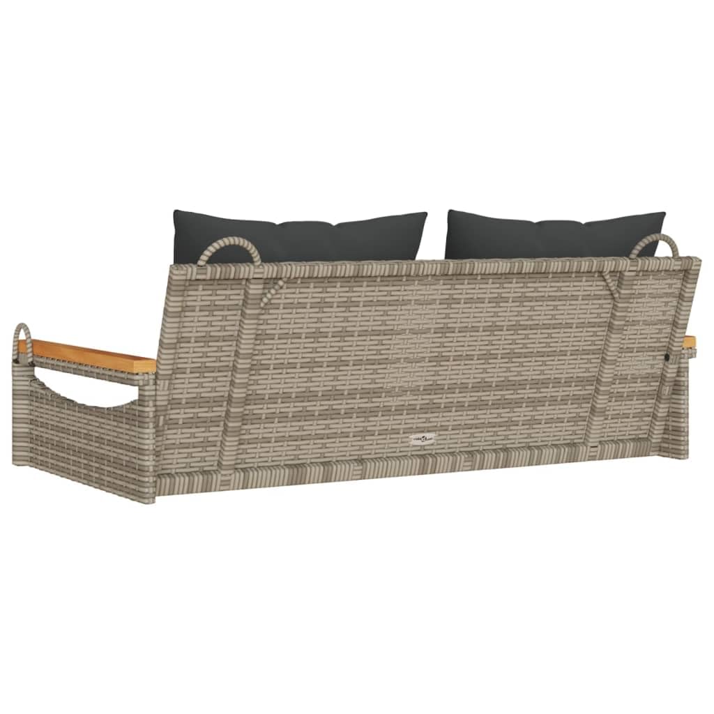 vidaXL Banco Columpio con Cojines ratán sintético Gris 109x62x40 cm