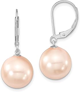 Majestik Prata Esterlina 925 13 mm Rosa Simulado Concha do Mar Sereia Jóias Náuticas Pérolas Pendentes Brincos Lustre Alavanca Traseira Pedra Natural Joias Finas Para Mulheres Presentes Para Mulheres Para Ela, Pérola, Pérola