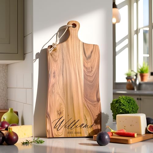 Tabla de cortar personalizada rectangular de madera de acacia miniatura 2