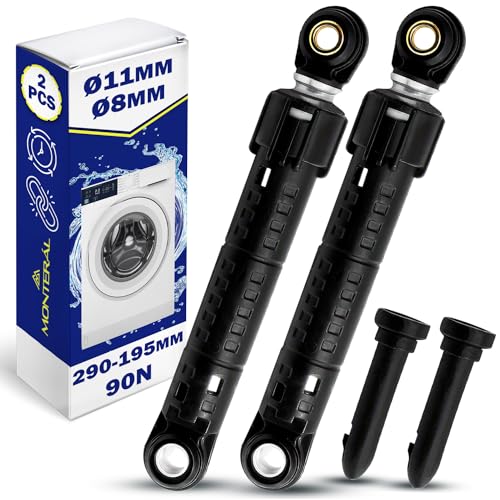 2 Piezas Amortiguador Lavadora 90N Ø11mm Ø8mm Longitud 290 mm – 195 mm con Código Original 11030890 00448032 448032 para Bosch para Siemens 02200590 para Quelle - Garantía de 10 Años - MONTERAL