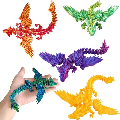 SZSMW 5 PièCes Jouet Dragon - Dragon Imprimé en 3D - Convient pour DéCorer n'importe Quel Espace, en Ajoutant Une Touche de Couleur Au Bureau, Au Salon Ou à La Chambre