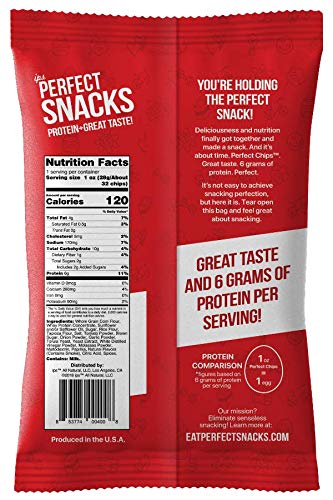 Protein Chips Healthy Snacks – Full Flavored Spicy Cinnamon and BBQ Savory Healthy Sweet Snack Pack, 6g High-Protein per Pack – Gluten-Free non-GMO, Half Fat of Potato Crisps – 8 x 1 Ounce Packs, USA