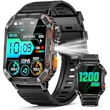 Military Smarty Watch for Men, 2.01" Smartwatch with 1200mAh Battery, Flashlight, Answer/Make Calls, Heart Rate/Sleep Monitor 100+ Sport Modes Fitness Tracker for Android/iPhone