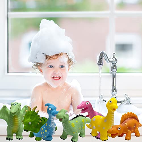 12PCS Dinosaur Bath Toys Mold Free Baby Bath Squirt Toys for Toddlers 3, Rubber Dino Toys for Kids 3-5 Baby Shower Pool Toys Bathtub Pool Toys Christmas Birthday Gifts for Kids 4-8(Squirter) - Image 3