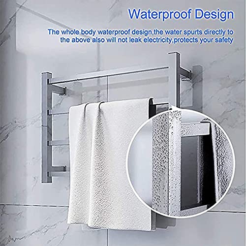 Radiador toallero eléctrico de 4 Barras para baño con Temporizador, 1 h, 8 h, Ajuste de Temperatura, enchufable/cableado.