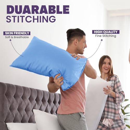 Yorkshire Bedding Pillow Cases 2 Pack - Brushed Microfiber Housewife Pillowcase Hypoallergenic Pillow Cover Standard Size with Envelope Closure (Sky Blue, 50 x 75 cm) - Image 4