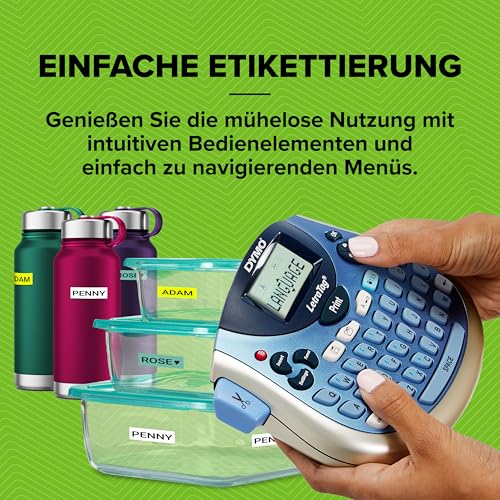 YMO LetraTag LT-100T Beschriftungsgerät | Tragbares Etikettiergerät mit QWERTZ Tastatur | silber | Ideal fürs Büro oder zu Hause