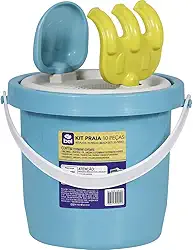 KIT PRAIA 10 PEÇAS COM BALDINHO 18cm - CORES SORTIDAS