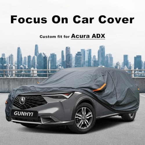 Image of GUNHYI Premium Car Cover Custom Fit Acura ADX, 16 Layers Heavy Duty Car Cover Waterproof All Weather with Zipper Door for Sun Rain Snow Dust Uv Protection