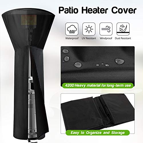 INMORVEN Patio Heater Cover,420D PU Coating Heavy Duty Outdoor Heater Covers with Zipper and Storage Bag,Waterproof,UV-Resistant,Dust-Free,Tear Resistance,for Long Term Use. 89\'\'x 33\"x 19\"