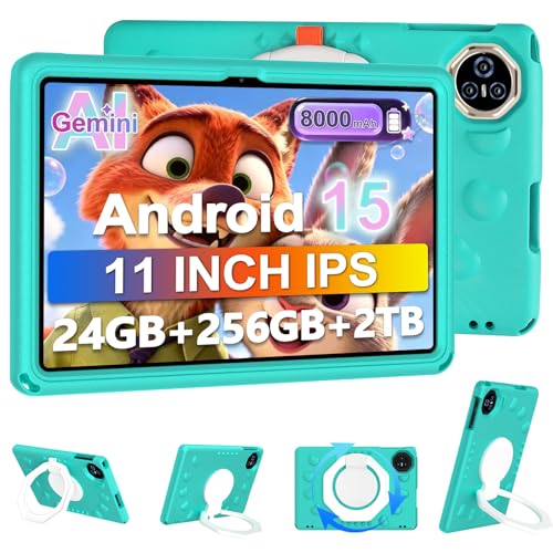 Image of Tablet 11 inch Android Tablet 24GB RAM+256GB ROM /2TB TF, 2026 Tab PC with 2.0GHz Octa-Core, Large Screen, EVA Shockproof, (13+5) MP Camera, 8000mAh, Widevine L1, 5G WiFi, GPS, BT5.0(Green)