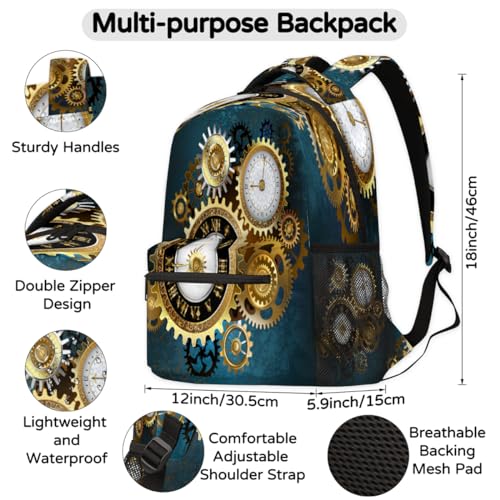 Sac à dos d'école steampunk rétro avec compartiments ergonomiques multifonction - 2