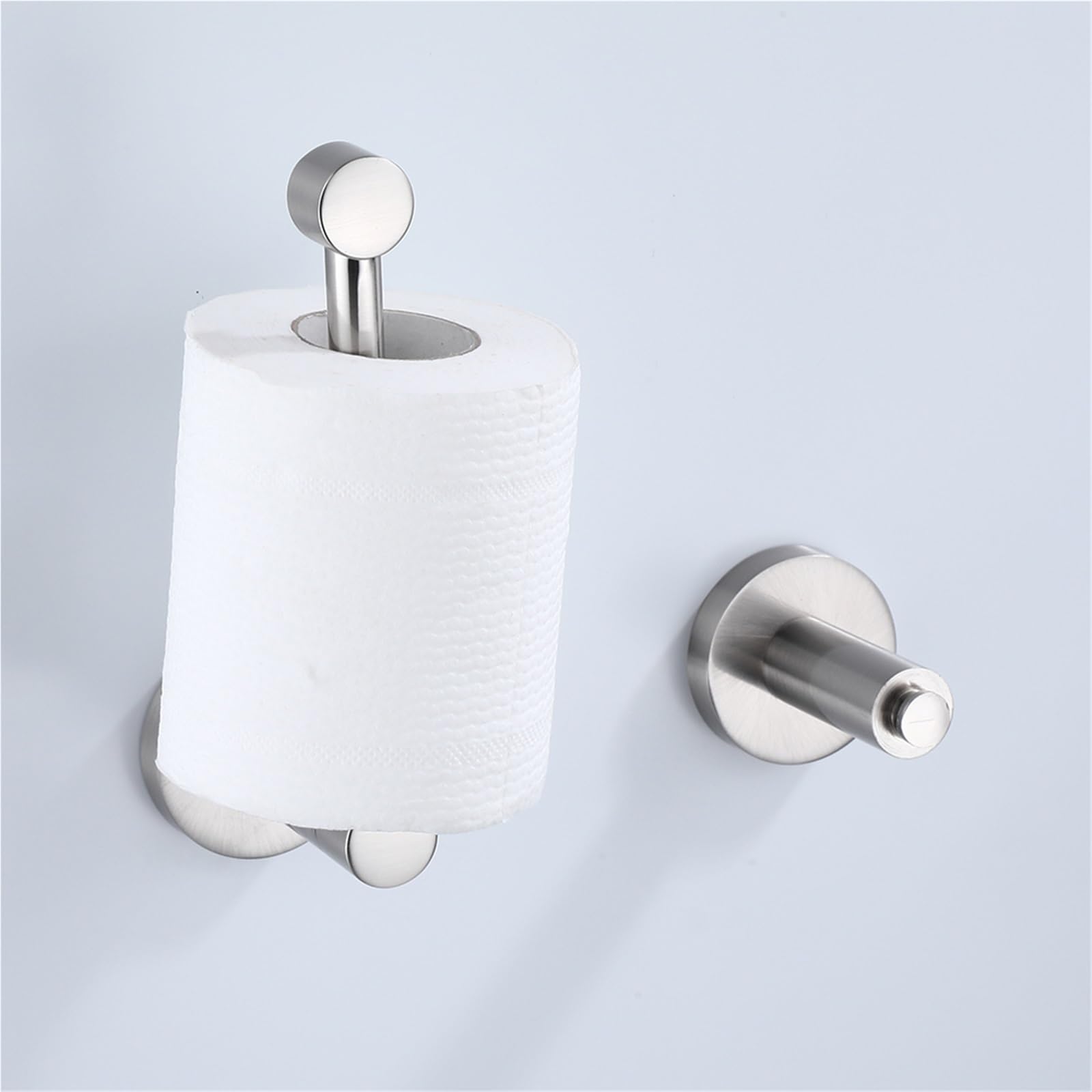 Portarrollos Papel Higienico Estante de Soporte de Papel higiénico de aleación con Bandeja, Accesorios de baño, Rollo for Colgar en la Pared de Cocina(Brushed)
