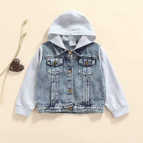 GOOCHEER Toddler Kids Baby Boy Denim Jacket Long Sleeve Button Down Hooded Jean Jacket Fall Spring Coat Outerwear2