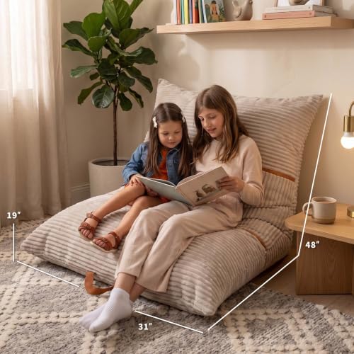 Image of Big Joe Turnabout 3-in-1 Convertible Kids Bean Bag Chair, Vanilla Latte
