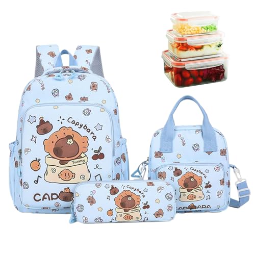 Sac à dos avec trousse et boîte à déjeuner esthétique pour l'école et le pique-nique