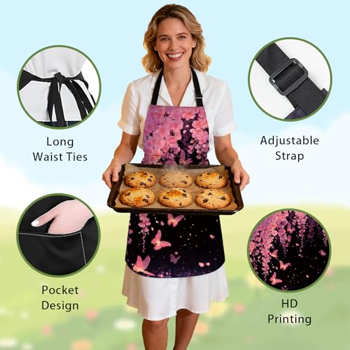 Image of Nuxovilar Decorative Kitchen Apron, 26.77x30.70 Inch Polyester Cooking Wearable Cover