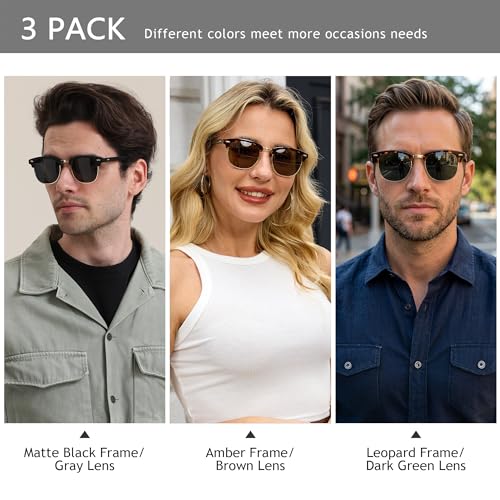 Image of SUNGAIT Polarized Sunglasses for Men and Women, Classic Half-Frame Retro Shades for Driving, Travel, and Outdoor Activities