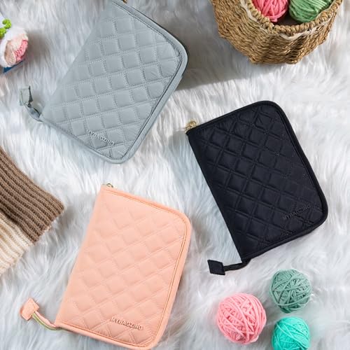 Image of MYBAGZING Crochet Hook Case - Empty Organizer with 24 Slots for Crochet Hooks & Ergonomic Aluminum Crochet Needles, Zipper Pocket for Accessories and Supplies