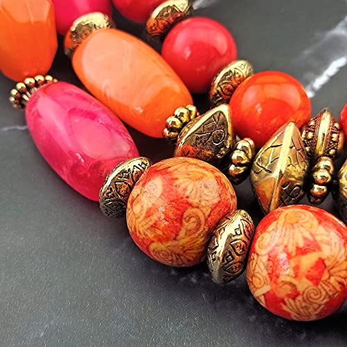Bocar 3 Layer Chunky Statement Beaded Necklace Fashion Multi Layer Women Collar Necklace (625) #TOP4